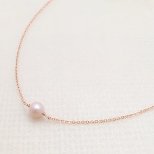 June Birthstone Necklace GENUINE Pearl 14K Gold Filled 14K Rose Gold Filled Sterling Silver Elegant Pale Pink Freshwater Pearl image 2