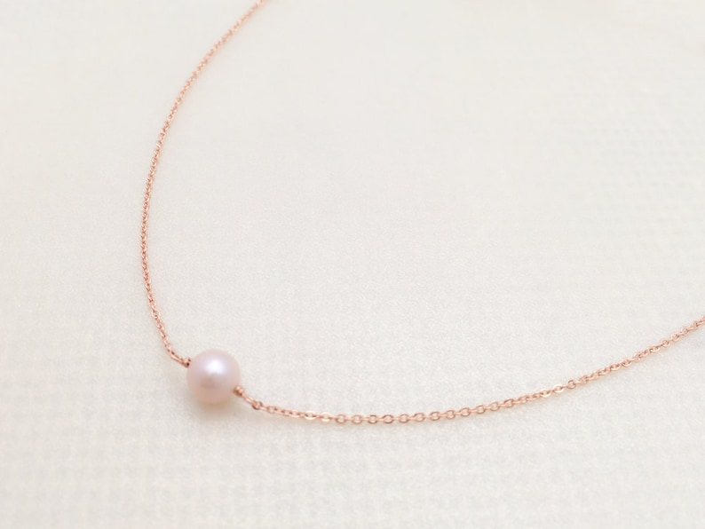 June Birthstone Necklace GENUINE Pearl 14K Gold Filled 14K Rose Gold Filled Sterling Silver Elegant Pale Pink Freshwater Pearl image 2