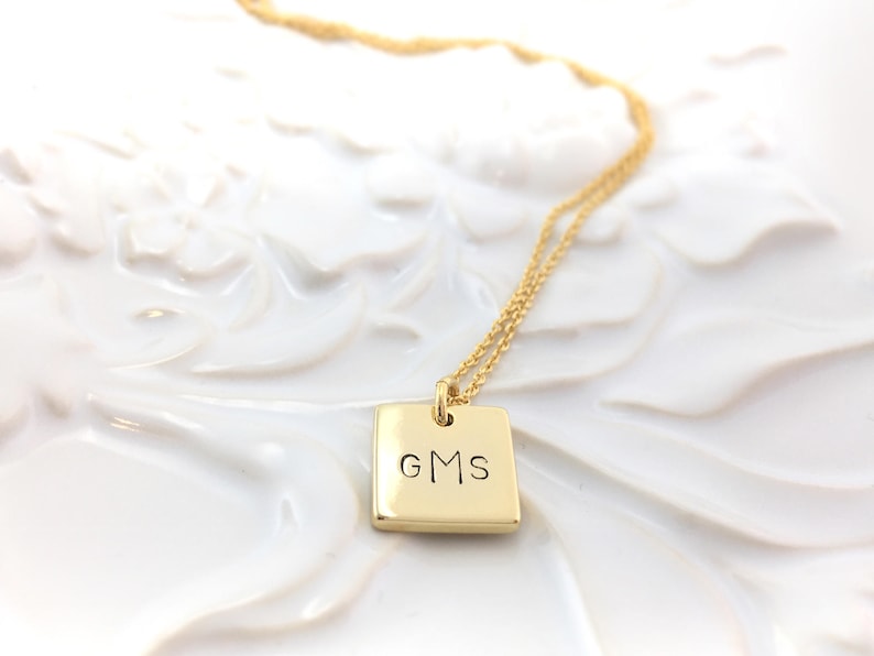 Monogram Necklace Modern Style First Last Middle Name Initials HAND Stamped or Manually Engraved Mother's Day & for All Gifts image 4