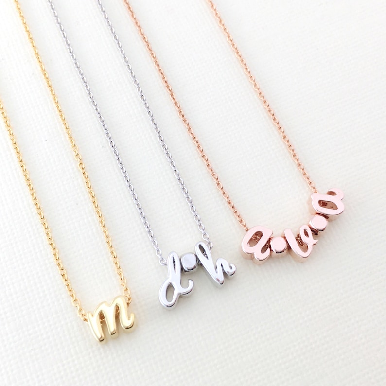 Mother's Day Sale Initial Necklace TINY and Dainty LOWER CASE Initials Heart Everyday Gift, Birthday, for Mothers, Love Gift image 6