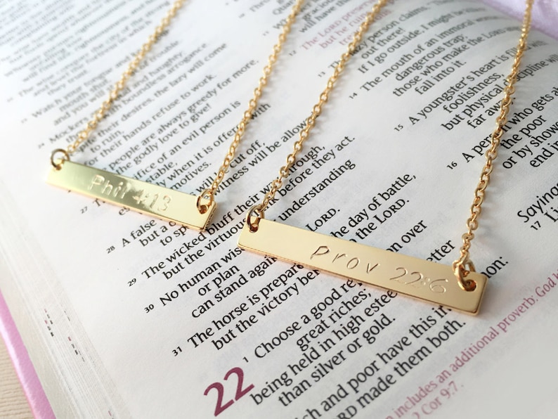 Bible Verse Necklace Christian Necklace Religious Jewelry Name, Date or can be Personalized Christmas, Baptism & All Wear image 3