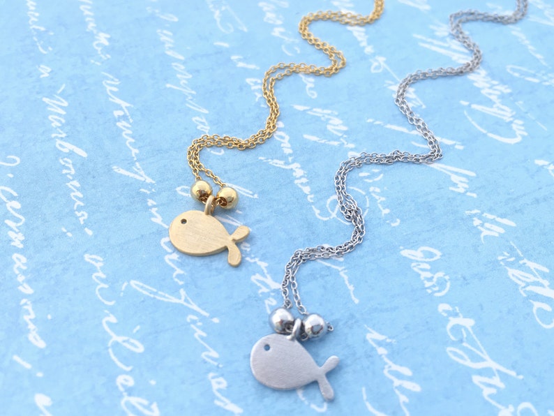 Fish Necklace \u2022 Children Necklace \u2022 Matte Finished Tiny Breathing Goldfish \u2022 Dainty Necklace \u2022 Handmade \u2022 Good for Children/'s Birthday Gift
