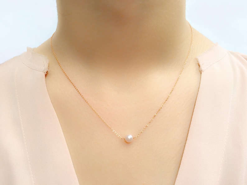 June Birthstone Necklace GENUINE Pearl 14K Gold Filled 14K Rose Gold Filled Sterling Silver Elegant Pale Pink Freshwater Pearl image 1