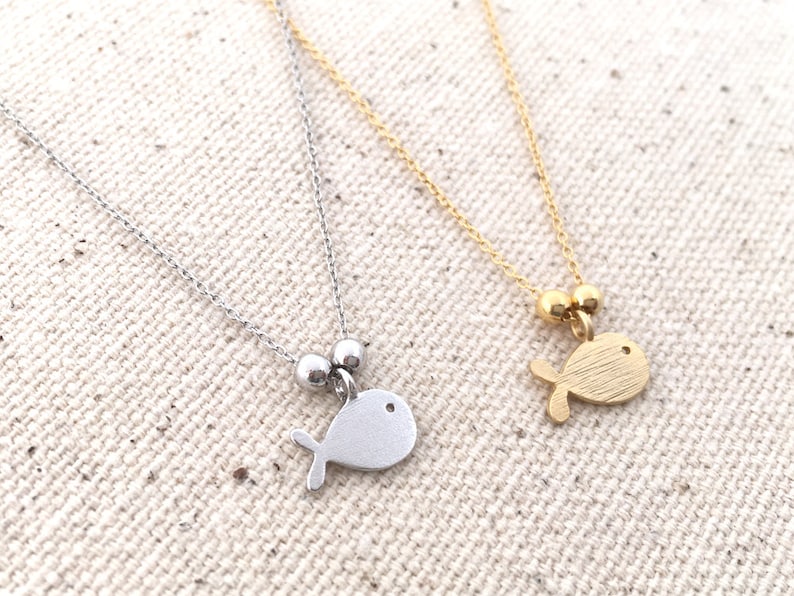 Fish Necklace \u2022 Children Necklace \u2022 Matte Finished Tiny Breathing Goldfish \u2022 Dainty Necklace \u2022 Handmade \u2022 Good for Children/'s Birthday Gift