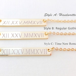 Roman Numeral Necklace Personalized Special Dates - Etsy