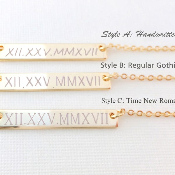 Roman Numeral Necklace • Personalized • Special Dates • Perfect Gift Idea for Christmas, Bridesmaid, Birthday, Anniversary, Sisters & All