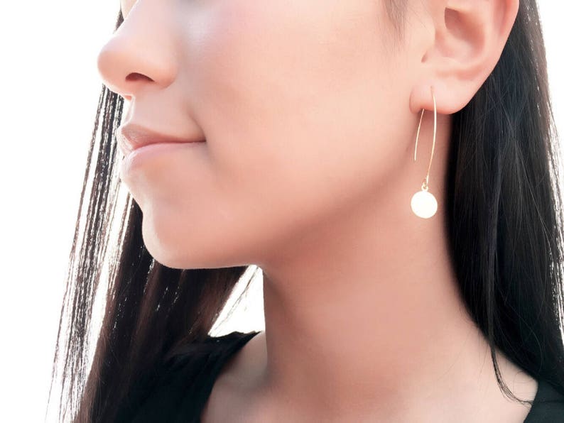 Arc Earrings \u2022 Arc Ear Threaders \u2022 Personalized Earrings \u2022 HAND Stamped Initial \u2022 Open Hoop \u2022 Wire Form \u2022 Perfect Gift for Friends /& Family