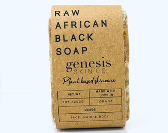 100% Organic Raw African Black Soap | Vegan | Black Soap | Fair Trade | Ghana | African Black Soap Wash | African Black Soap | Raw Soap 7oz.