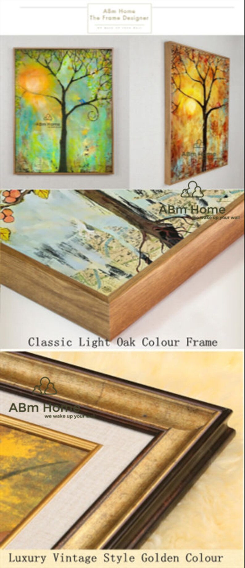 Abm Home Trees Hand Made Framed Canvas Designer Wall Art Etsy