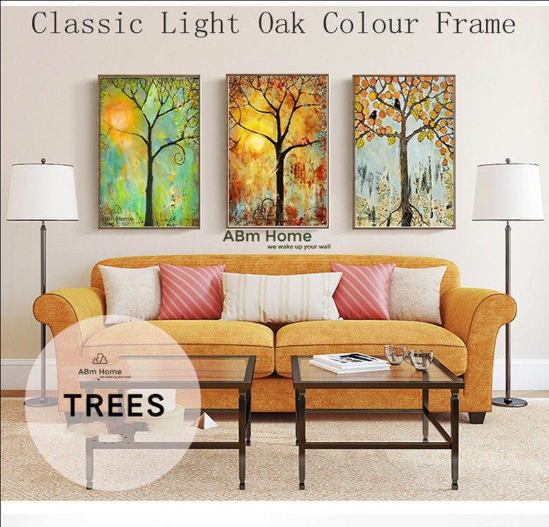 Abm Home Trees Hand Made Framed Canvas Designer Wall Art Etsy