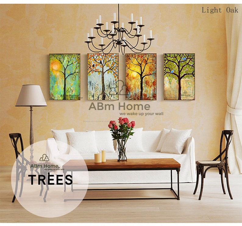 Abm Home Trees Hand Made Framed Canvas Designer Wall Art Etsy