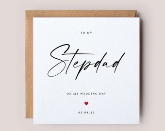 To my Stepdad on my Wedding Day - Stepdad Card - Wedding Day Cards - On the Day cards - Wedding Thank you Cards - On the Day gifts