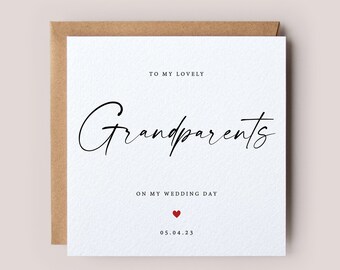 To my Grandparents on my Wedding Day - Grandparents Wedding Card - Wedding Party Card - Calligraphy Wedding Cards - On the Day Stationery