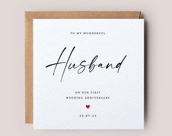 Husband 1st Anniversary Card - First Wedding Anniversary Card - Personalised Anniversary Card - Wedding Anniversary Card - Paper Anniversary