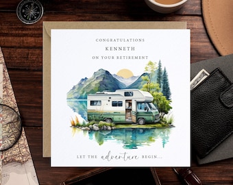 Personalised Retirement Card - Caravan Card - Motorhome Card - Campervan Card - Caravan Travels -  Let the Adventure Begin - Bon Voyage