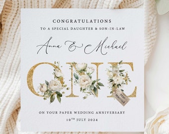 First Anniversary Card - Paper Anniversary - Daughter and Son in Law - 1st Anniversary Card - One Year Anniversary Card - Personalised Card