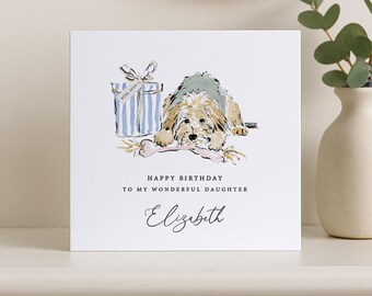 Tarjeta de cumpleaños para amantes de los perros: relación y nombre personalizados