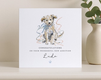 Tarjeta de cachorro nuevo - Nuevos dueños de perros - Tarjeta de adopción de mascotas - Cualquier texto