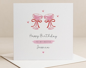 Tarjeta de cumpleaños para tu mejor amiga - Tarjeta personalizada para tu mejor amiga - Texto personalizado