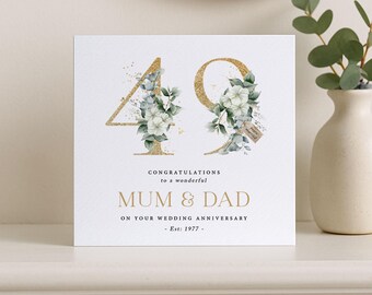 Tarjeta de 49º aniversario de bodas – Cuadragésimo noveno aniversario - Mamá y papá - Personalizada para cualquier pareja