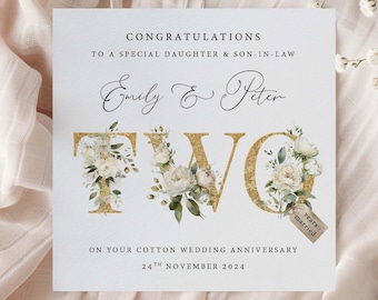 Cotton Wedding Anniversary Card - Second Wedding Anniversary Card - 2nd Anniversary Card - Daughter Anniversary Card - Anniversary Keepsake