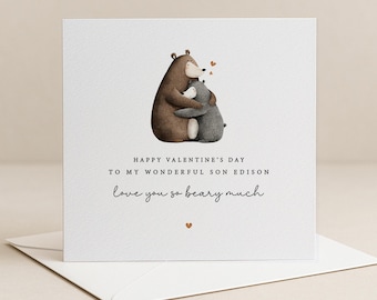 Tarjeta de San Valentín para hijo - Tarjeta de amor de oso - Te amo, oso, mucho
