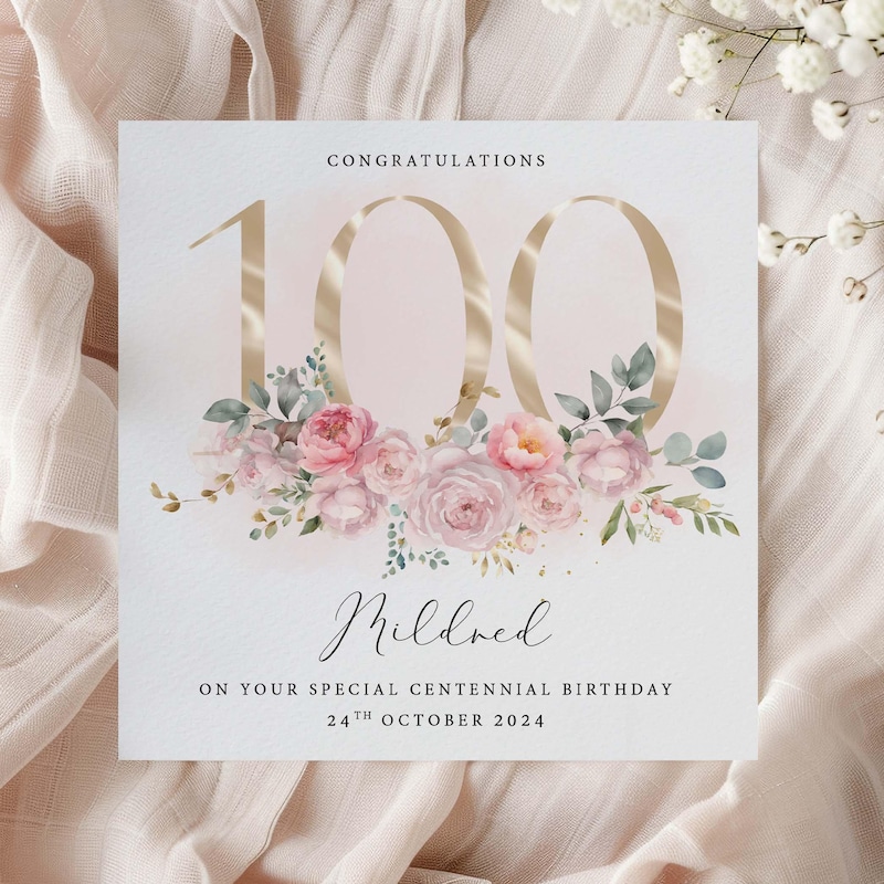 100th Birthday Card - Etsy UK