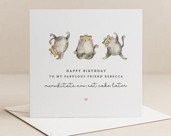Tarjeta de cumpleaños de gatos yoguis - Divertida tarjeta de cumpleaños de gato para yoguis - Cumpleaños Namaste