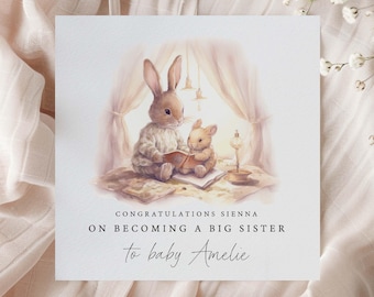 Big Sister Card - New Sister Card -  New Baby Brother - Becoming a Big Sister - Baby Sister Card - Baby Brother Card - Siblings Birth Card