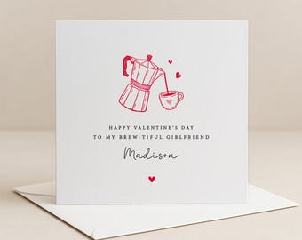 Tarjeta divertida de café para San Valentín - Novia que bebe café - Tarjeta de amor con un lindo juego de palabras