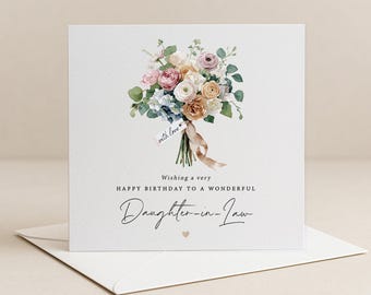 Tarjeta floral de cumpleaños para nuera (texto personalizado)