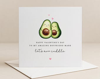 Tarjeta de San Valentín con juego de palabras sobre aguacate - Abrazo con aguacate - Tarjeta divertida para el Día del Amor con juego de palabras sobre comida