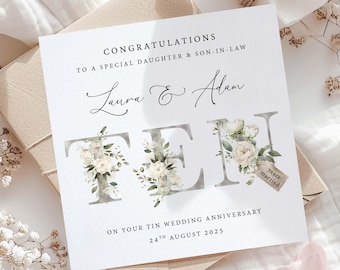 Tenth Wedding Anniversary Card - 10th Anniversary Card - Tin Wedding Anniversary - 10 Years Married - Special Couple - Anniversary Keepsake