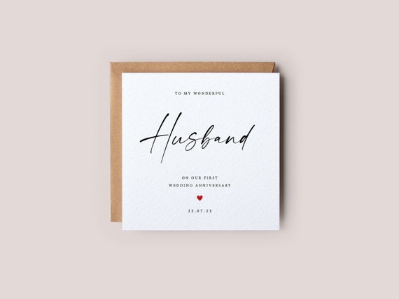 Husband 1st Anniversary Card - First Wedding Anniversary Card - Personalised Anniversary Card - Wedding Anniversary Card - Paper Anniversary
