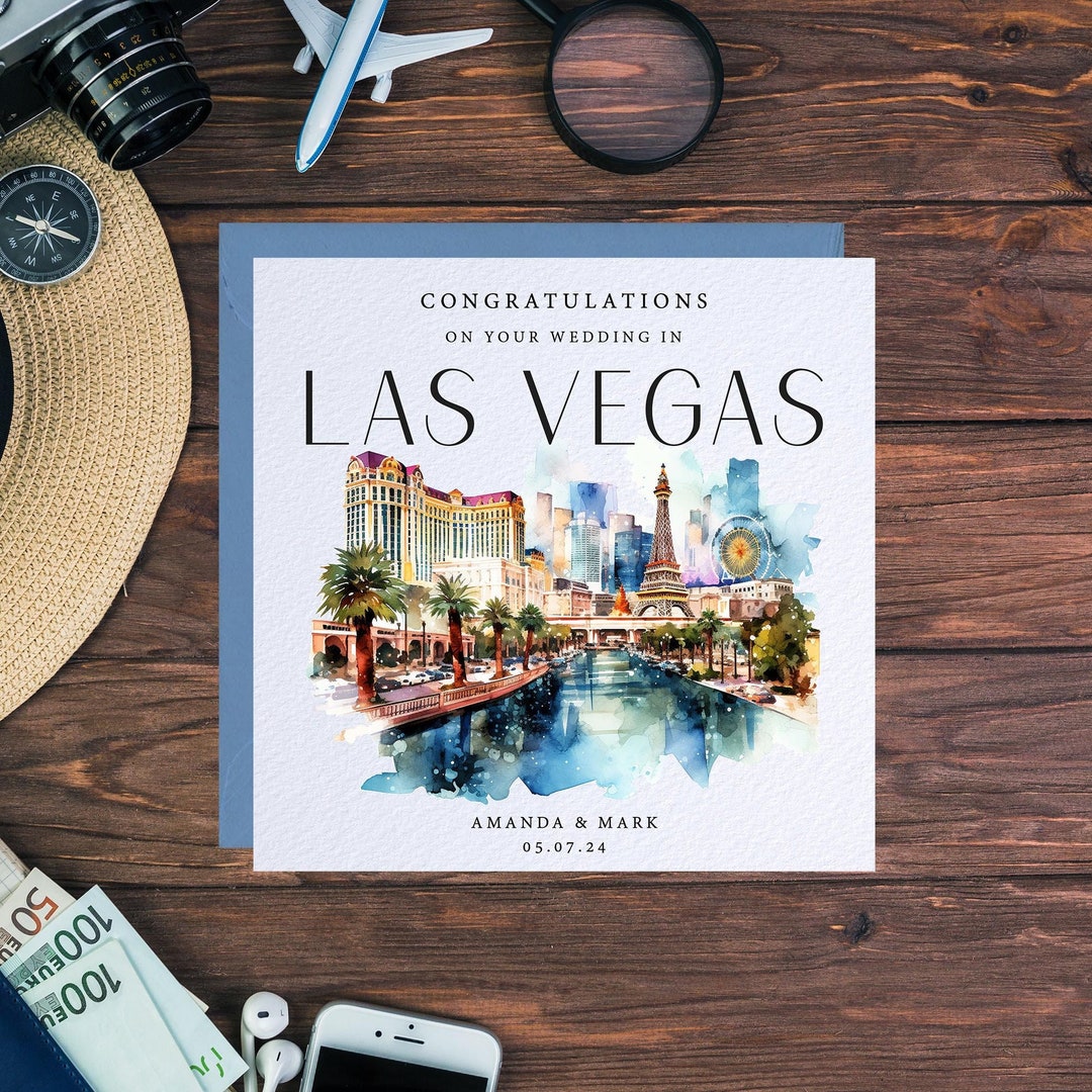 Las Vegas Wedding Card Las Vegas Elopement Las Vegas Engagement Little