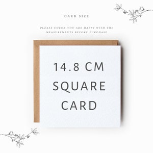 May include: A white card with the text "14.8 CM SQUARE CARD" printed in black.