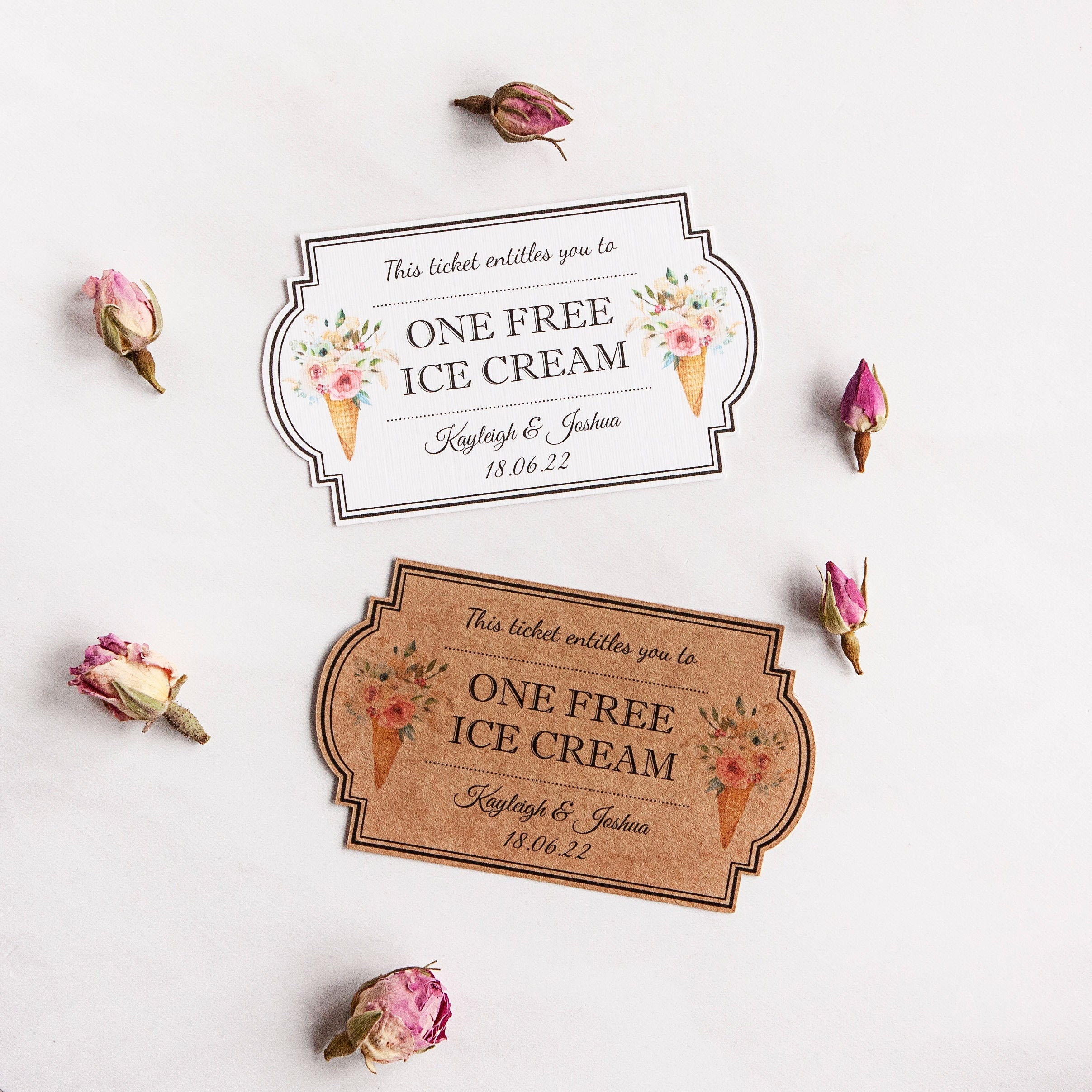 Free Ice Cream Voucher Ice Cream Token Wedding Ice Cream Etsy