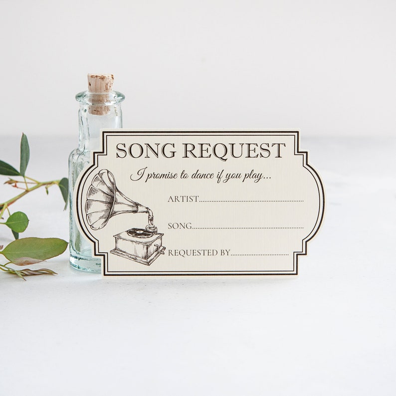 Song Request Cards Wedding Song Request Party Song Request