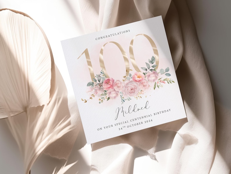 Personalised 100th Birthday Card - Centennial Birthday Card - Age 100 ...
