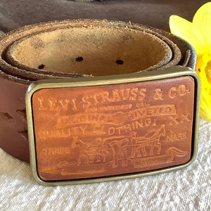 Rare Original 1970 Levi Strauss Leather Belt Engraved Leather