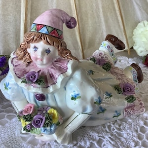 Schmid Yamata Jester Music Box, Signed Porcelain Collectible Schmid Yamata Jester Music Box, Signed Porcelain Collectible