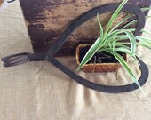 Antique primitive 18 quot Ice tong forged metal country household utility tool