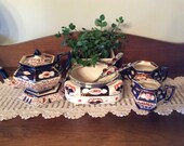 Antique Imari 1906 L Sons Ltd Hanley salad bowl Amur silver with hallmark rim dish display bowl