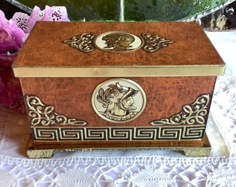 Papadopoulos Biscuits Tin Box Rare Buttons Lot of Vintage Buttons in a Collectible Tin Old Greek Biscuit Tin Box Floral Tin Box