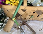 Vintage lot wood pestle masher manual mixer potato peeler green kitchen decor