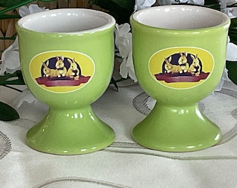 Single egg cup Laura Secord green eggcups bunny design
