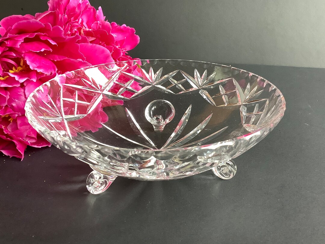 Mid Century Crystal Candy Dish Nut Bowl Vanity Trinket Jewelry Etsy