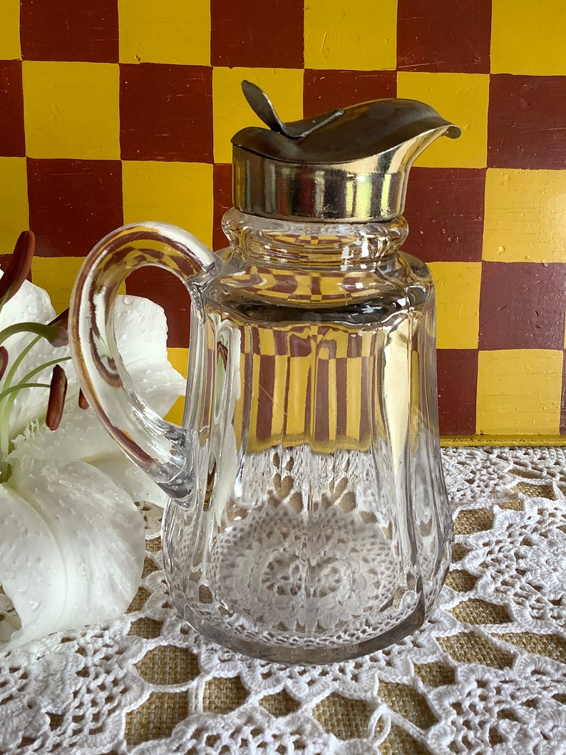 Antique maple syrup pitcher dispenser jug EAPG Early American Etsy