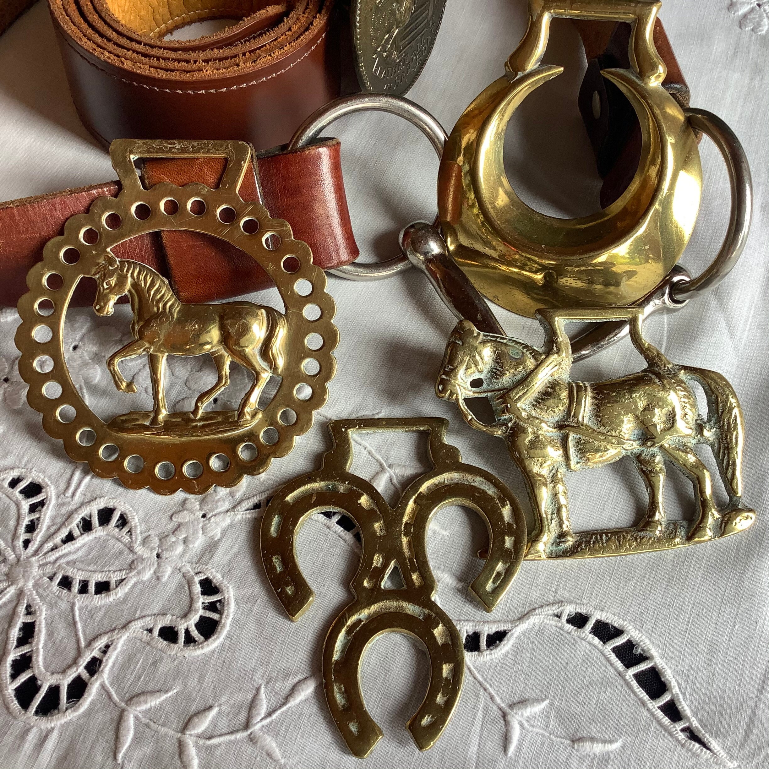 Brass horse harness decorative medallion bridle buckle Etsy