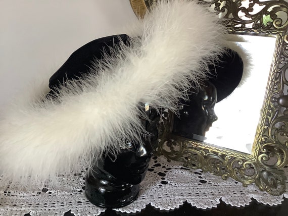 Superb black velvet cartwheel evening hat fluffy w